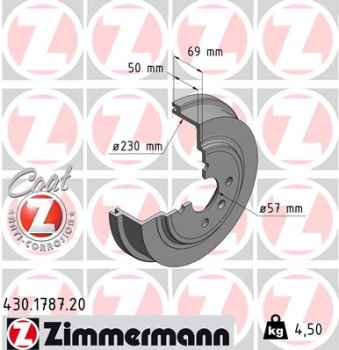 Zimmermann Brake Drum for OPEL ASTRA H (A04) rear