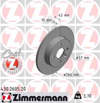Zimmermann Brake Disc for OPEL COMBO Kasten/Kombi rear