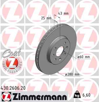 Zimmermann Brake Disc for OPEL ASTRA H (A04) front