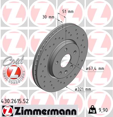 Zimmermann Sport Brake Disc for SAAB 9-5 (YS3G) front