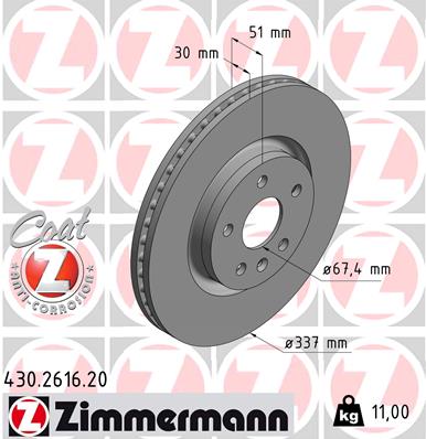 Zimmermann Brake Disc for OPEL INSIGNIA A (G09) front
