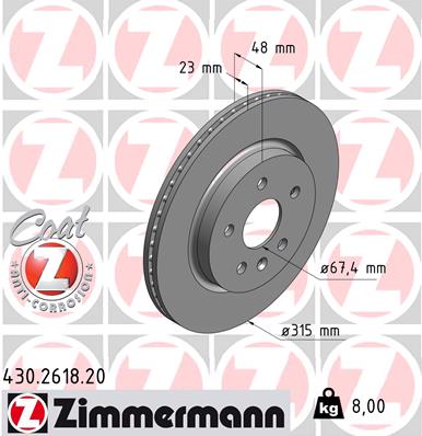 Zimmermann Brake Disc for SAAB 9-5 (YS3G) rear