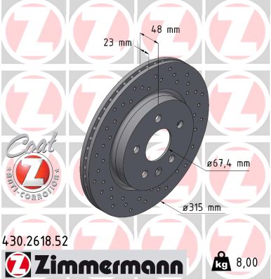 Zimmermann Sport Brake Disc for SAAB 9-5 (YS3G) rear
