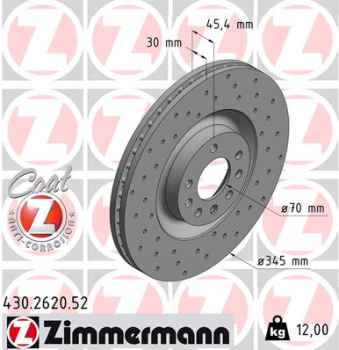 Zimmermann Sport Brake Disc for OPEL VECTRA C Caravan (Z02) front
