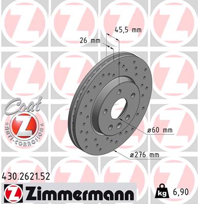 Zimmermann Sport Brake Disc for OPEL ASTRA J GTC front