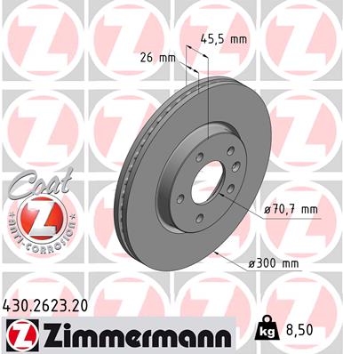 Zimmermann Brake Disc for OPEL ASTRA J GTC front