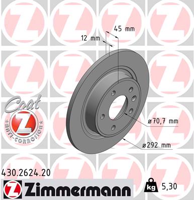 Zimmermann Brake Disc for OPEL ASTRA J Stufenheck rear
