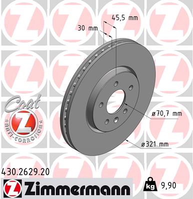 Zimmermann Brake Disc for OPEL ZAFIRA TOURER C (P12) front