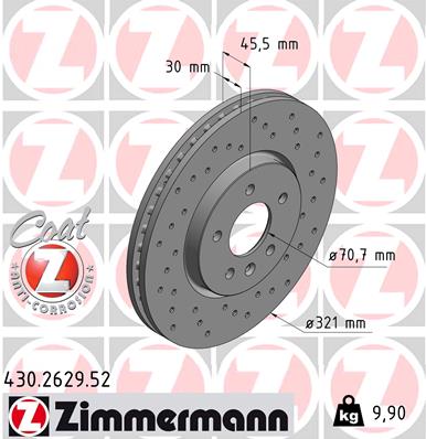 Zimmermann Sport Brake Disc for OPEL ZAFIRA TOURER C (P12) front