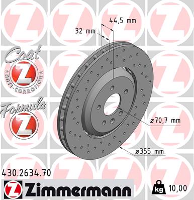 Zimmermann Brake Disc for OPEL ASTRA J GTC front