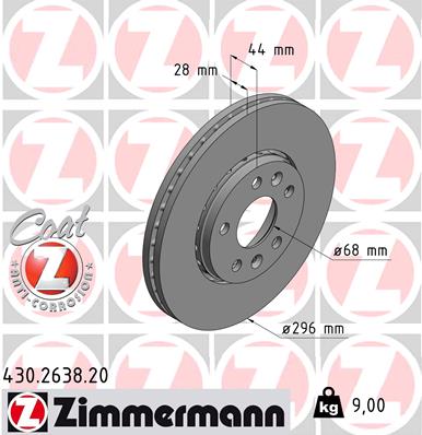 Zimmermann Brake Disc for OPEL VIVARO B Kasten (X82) front