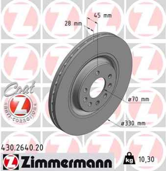 Zimmermann Brake Disc for OPEL CORSA E (X15) front