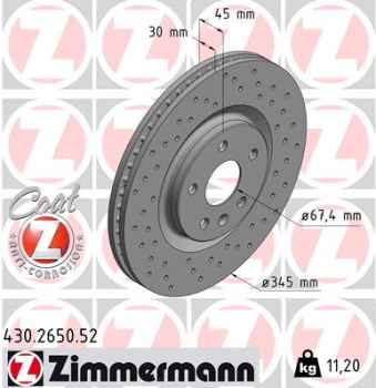 Zimmermann Sport Brake Disc for OPEL INSIGNIA B Sports Tourer (Z18) front
