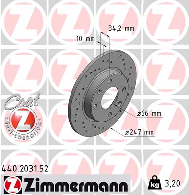 Zimmermann Sport Brake Disc for CITROËN SAXO (S0, S1) front