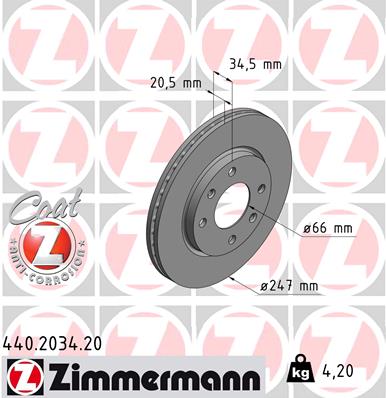 Zimmermann Bremsscheibe für PEUGEOT 206+ (2L_, 2M_) vorne