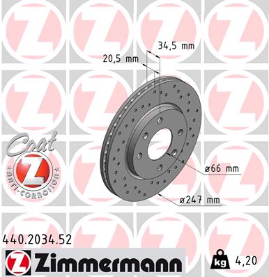 Zimmermann Sportbremsscheibe Sport Z für PEUGEOT 206+ (2L_, 2M_) vorne