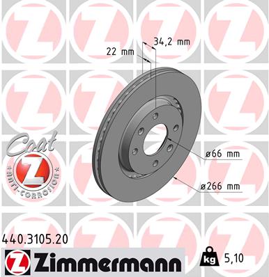 Zimmermann Brake Disc for CITROËN BERLINGO / BERLINGO FIRST Großraumlimousine (MF, GJK, GFK) front