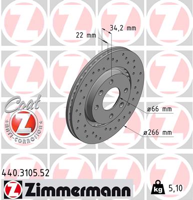 Zimmermann Sport Brake Disc for CITROËN BERLINGO / BERLINGO FIRST Großraumlimousine (MF, GJK, GFK) front