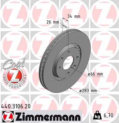Zimmermann Brake Disc for CITROËN DS3 front