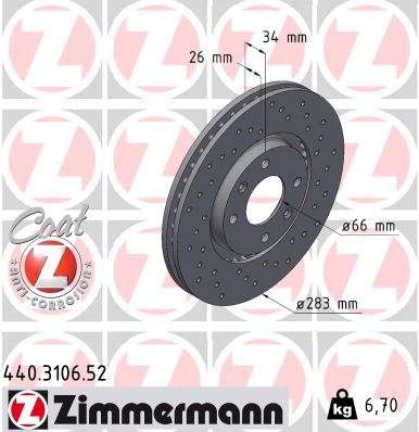 Zimmermann Sport Brake Disc for CITROËN DS3 front