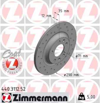 Zimmermann Sport Brake Disc for CITROËN C5 III (RD_) rear