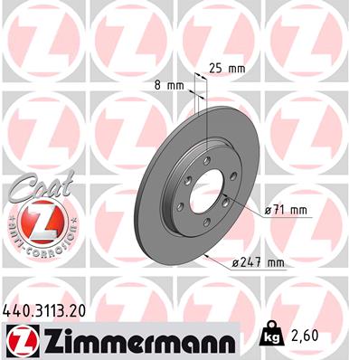 Zimmermann Brake Disc for PEUGEOT 306 Break (7E, N3, N5) rear