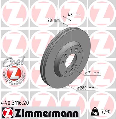 Zimmermann Brake Disc for CITROËN JUMPY (VF7) front