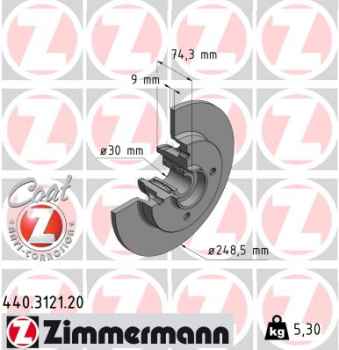 Zimmermann Brake Disc for CITROËN C4 II (NC_) rear