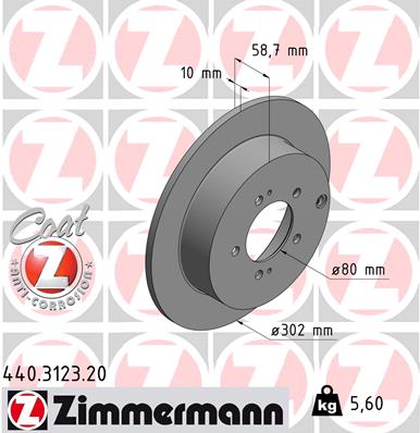 Zimmermann Brake Disc for CITROËN C5 III (RD_) rear