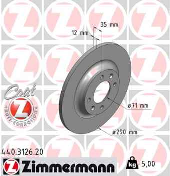 Zimmermann Brake Disc for PEUGEOT 308 CC (4B_) rear