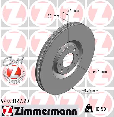 Zimmermann Brake Disc for PEUGEOT 308 CC (4B_) front