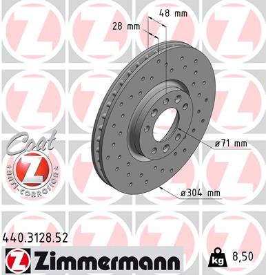 Zimmermann Sport Brake Disc for PEUGEOT 5008 II front