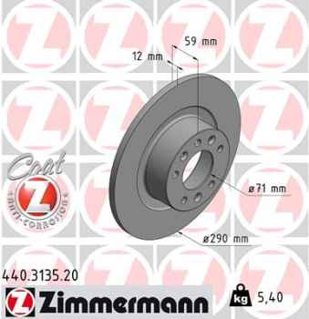 Zimmermann Brake Disc for PEUGEOT 508 SW I (8E_) rear