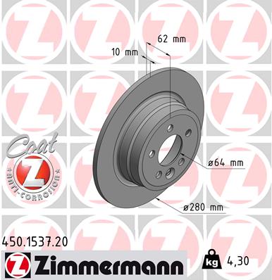 Zimmermann Brake Disc for ROVER 75 Tourer (RJ) rear