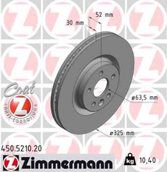Zimmermann Brake Disc for LAND ROVER RANGE ROVER EVOQUE Cabriolet (L538) front