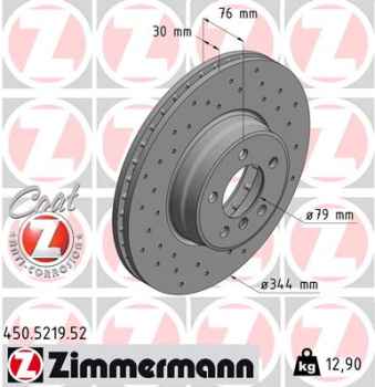 Zimmermann Sport Brake Disc for LAND ROVER RANGE ROVER III (L322) front