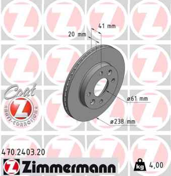Zimmermann Brake Disc for RENAULT KANGOO (KC0/1_) front