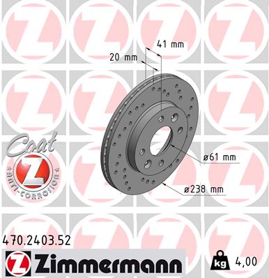 Zimmermann Sport Brake Disc for RENAULT CLIO II (BB_, CB_) front