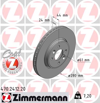 Zimmermann Brake Disc for RENAULT MEGANE II Grandtour (KM0/1_) front