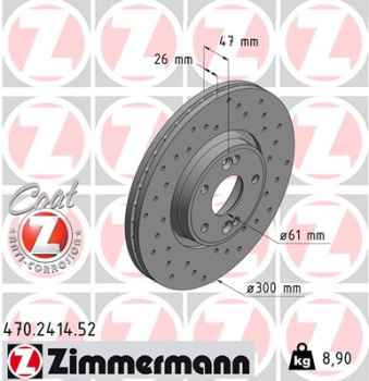 Zimmermann Sport Brake Disc for RENAULT LAGUNA II (BG0/1_) front