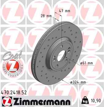 Zimmermann Sport Brake Disc for RENAULT VEL SATIS (BJ0_) front