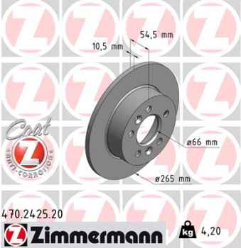 Zimmermann Brake Disc for RENAULT AVANTIME (DE0_) rear