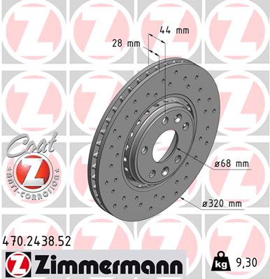 Zimmermann Sport Brake Disc for RENAULT LAGUNA Coupe (DT0/1) front