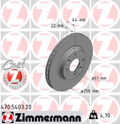 Zimmermann Brake Disc for SMART FORFOUR Schrägheck (453) front