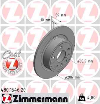 Zimmermann Brake Disc for SAAB 9-5 (YS3E) rear