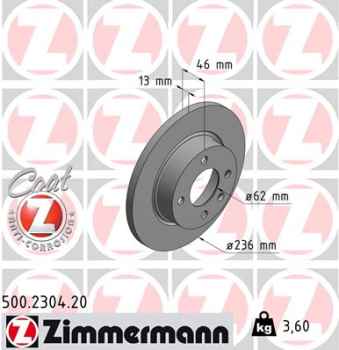 Zimmermann Brake Disc for SKODA FELICIA I Pick-up (6UF, 6U7) front