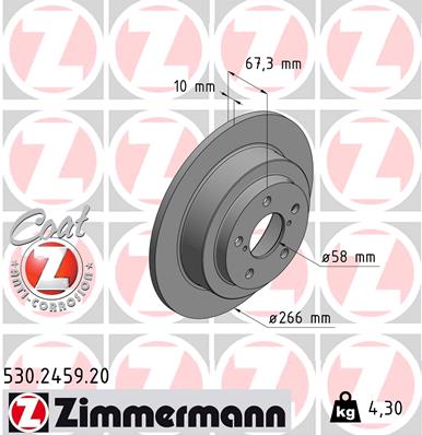 Zimmermann Brake Disc for SUBARU LEGACY II (BD) rear