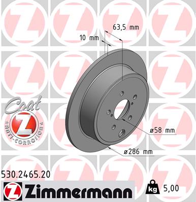 Zimmermann Brake Disc for SUBARU IMPREZA Schrägheck (GR, GH, G3) rear