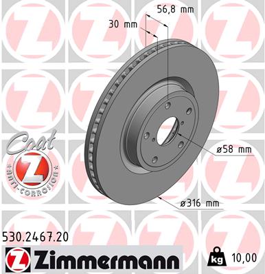 Zimmermann Brake Disc for SUBARU LEVORG front