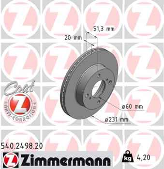 Zimmermann Brake Disc for SUZUKI ALTO (GF) front